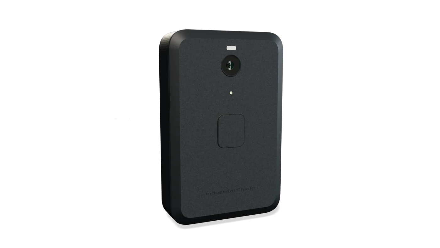 The lapel-mounted unit, front view.